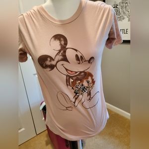 Disney Light pink size Medium sequin mickey t shirt